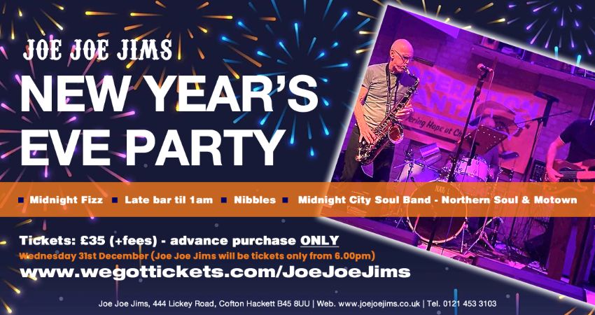 JOE JOE JIMS NEW YEAR'S EVE PARTY FEATURING MIDNIGHT CITY SOUL BAND! 