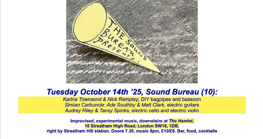 The Sound Bureau (10) presents: Townsend/Rampley + Simian Carbuncle + Riley/Spinks 