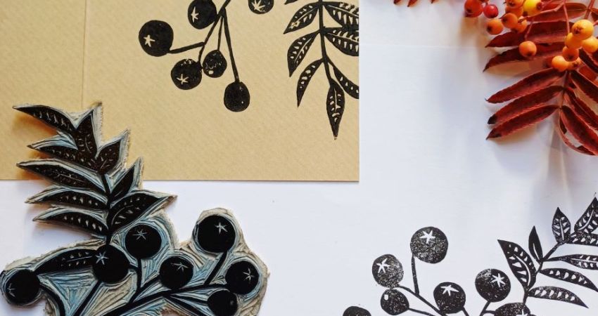 Lino cutting for beginners – Autumn Foliage 