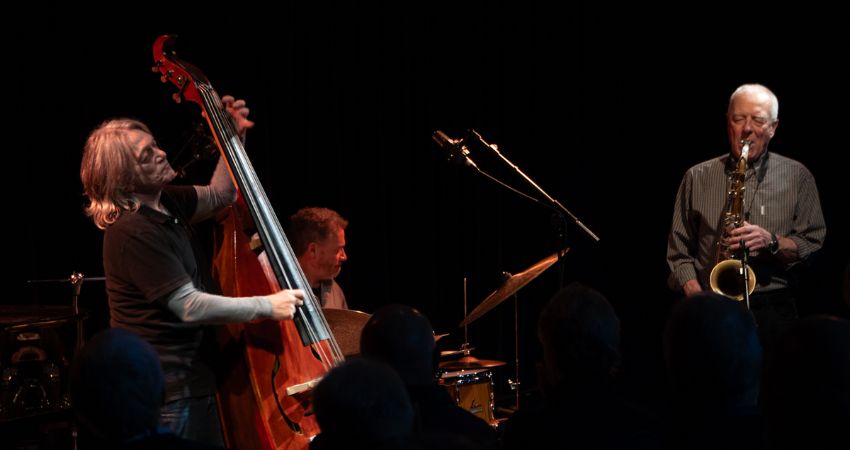 Sarost: Mark Sanders (drums), Paul Rogers (bass) and Larry Stabbins (sax) 