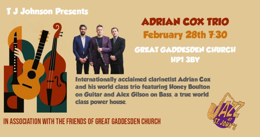 T J Johnson Presents - Jazz at St John's - The Adrian Cox Trio 