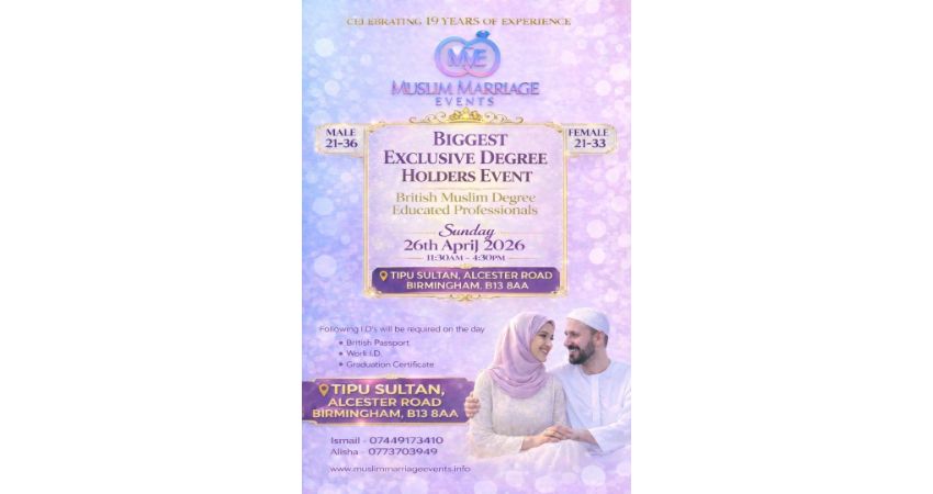 Muslim Marriage Events Birmingham - Exclusive Degree Educated Professionals 