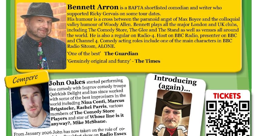 Out of Bounds Comedy Club Sevenoaks with Bennett Arron + much more 