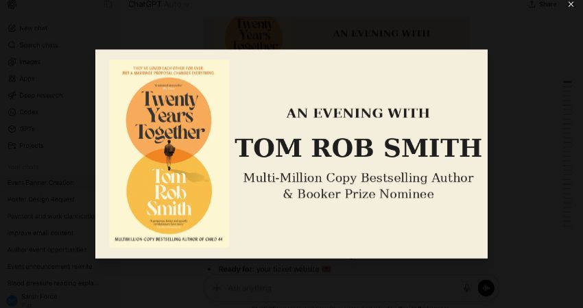An Evening with Tom Rob Smith Author of 'Twenty Years Together' 