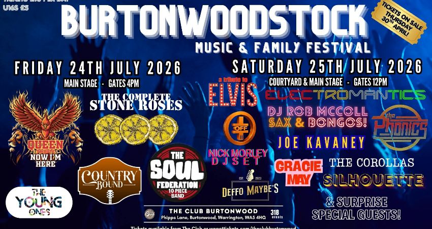 SATURDAY BURTONWOODSTOCK MUSIC & FAMILY FESTIVAL UNDER 16 TICKET