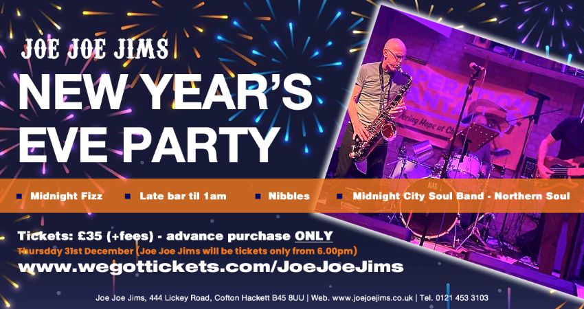 Joe Joe Jims New Year's Eve Party Featuring Midnight City Soul Band! 