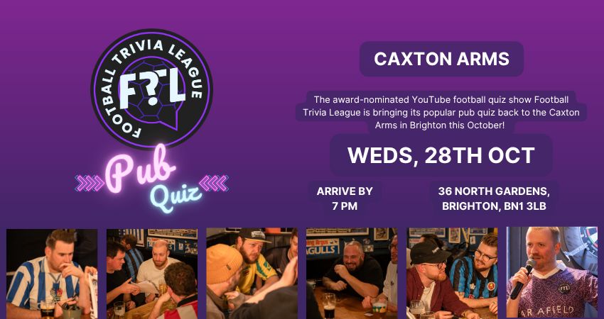 Football Trivia League Pub Quiz - At the Caxton Arms - 28th October
