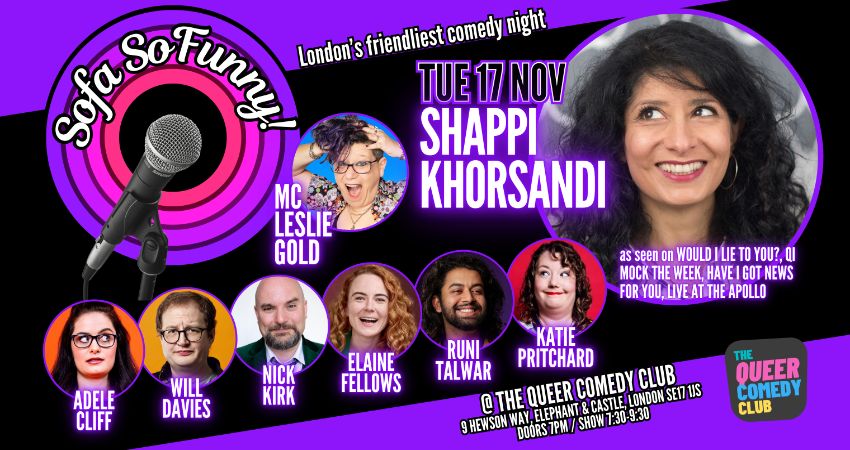 Sofa SoFunny featuring SHAPPI KHORSANDI headlining!